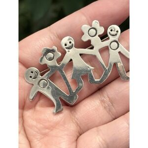 Vintage Sterling Silver Family Pin Brooch MEXICO Hallmarked